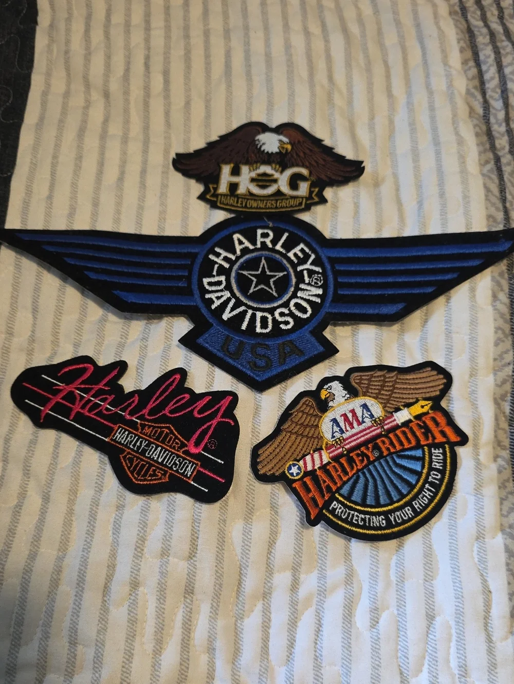 Harley-Davidson Black & Blue Winged Patch Bundle